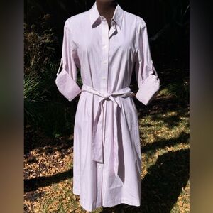 BROOKS BROS s14 shirtdress-looks NEW-wine stripes-silky hi thread ct cotton